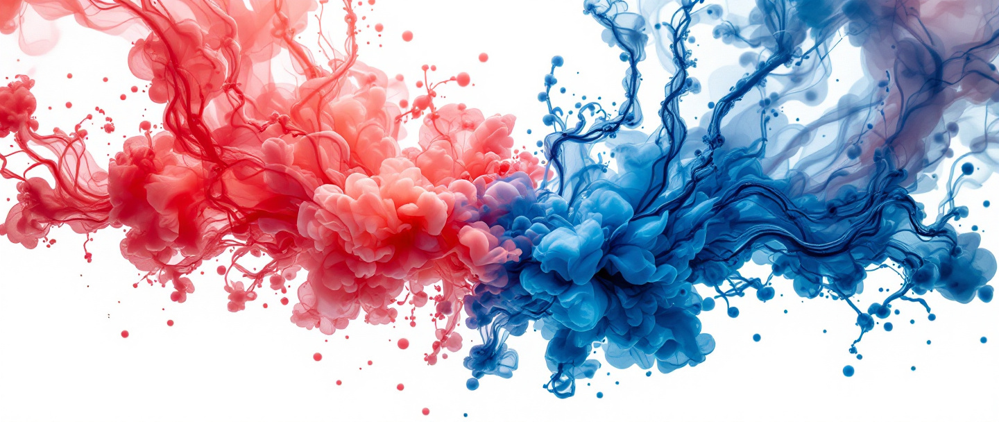Rendu 3D abstrait — deux rubans de métal liquide qui convergent