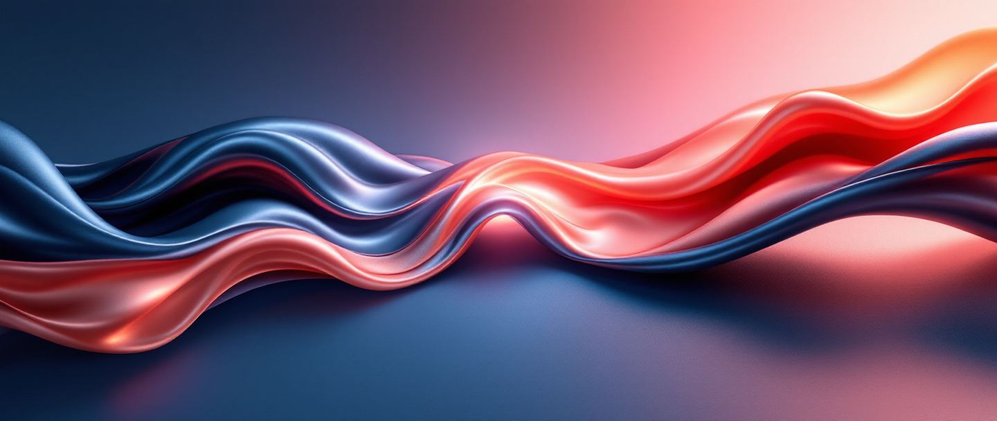 Rendu 3D abstrait — ruban de métal liquide ondulant comme une onde sonore