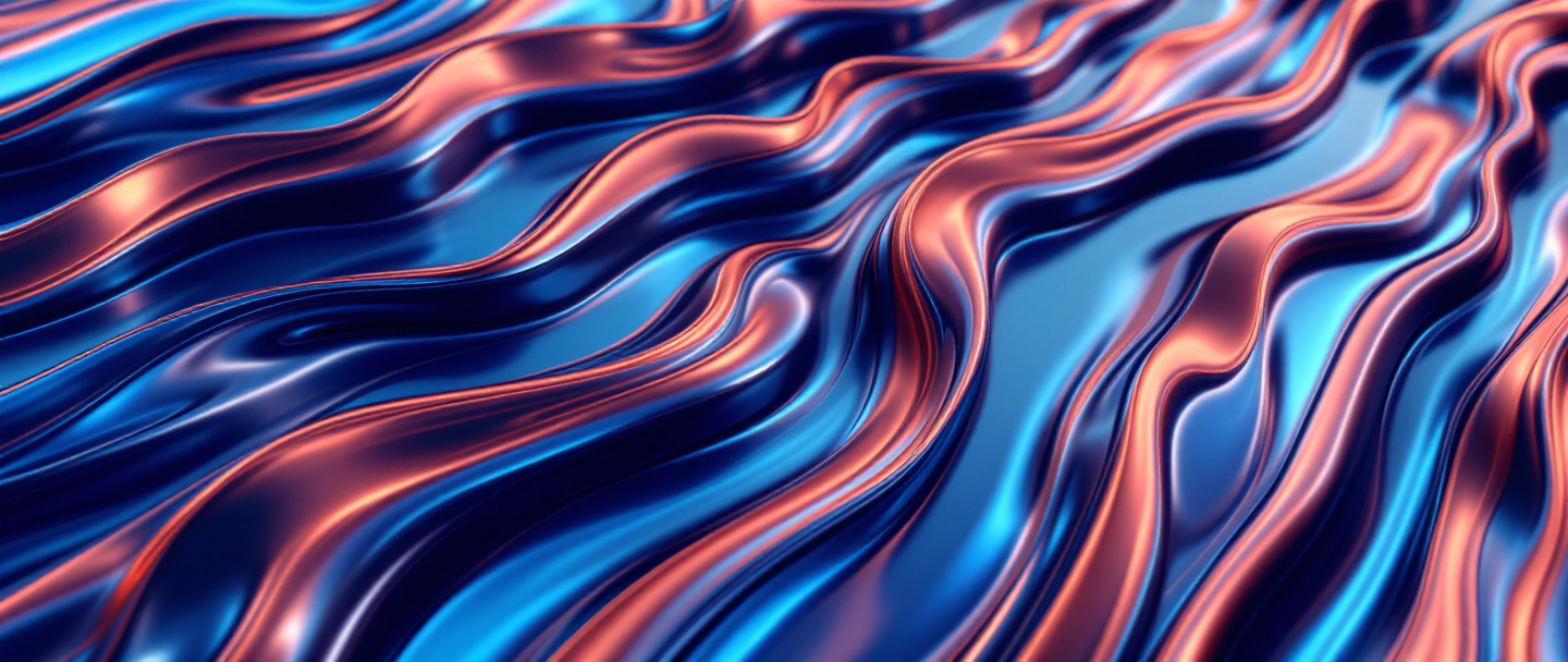 Rendu 3D abstrait — rubans de métal liquide connectés de bout en bout